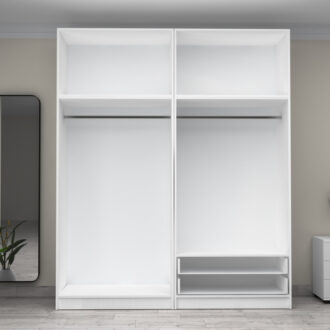 Alternative view of Ντουλάπα ρούχων Victoria Megapap τετράφυλλη με πατάρι και συρτάρια χρώμα λευκό 200x60x240εκ.
