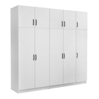 Ντουλάπα ρούχων Victoria Megapap πεντάφυλλη με πατάρι χρώμα λευκό 250x60x240εκ.