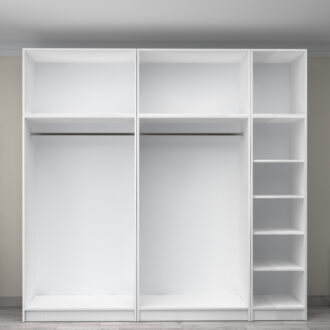 Alternative view of Ντουλάπα ρούχων Victoria Megapap πεντάφυλλη με πατάρι χρώμα λευκό 250x60x240εκ.