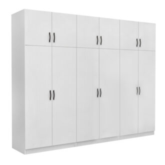 Ντουλάπα ρούχων Victoria Megapap εξάφυλλη με πατάρι χρώμα λευκό 300x60x240εκ.