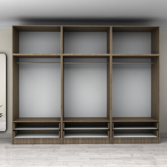 Alternative view of Ντουλάπα ρούχων Victoria Megapap εξάφυλλη με πατάρι και συρτάρια χρώμα καρυδί 300x60x240εκ.