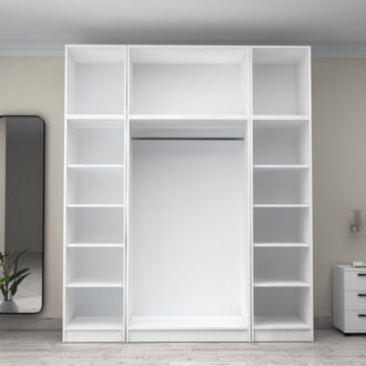 Alternative view of Ντουλάπα ρούχων Victoria Megapap τετράφυλλη με πατάρι χρώμα λευκό 200x60x240εκ.