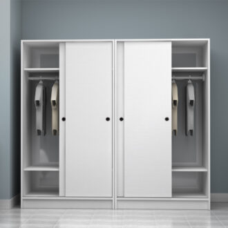 Alternative view of Ντουλάπα ρούχων Regio Megapap τετράφυλλη συρόμενη χρώμα λευκό 200x60x181εκ.