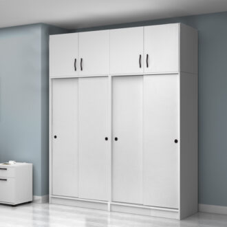 Alternative view of Ντουλάπα ρούχων Regio Megapap τετράφυλλη συρόμενη με πατάρι χρώμα λευκό 200x60x240εκ.