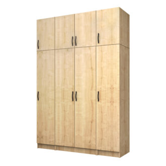Ντουλάπα ρούχων Vivian Megapap τετράφυλλη με πατάρι χρώμα φυσικό οξιάς 160x51,8x240εκ.
