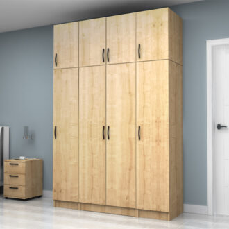 Alternative view of Ντουλάπα ρούχων Vivian Megapap τετράφυλλη με πατάρι χρώμα φυσικό οξιάς 160x51,8x240εκ.