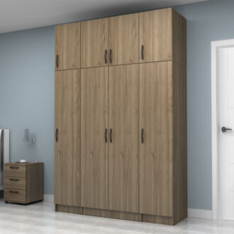 Alternative view of Ντουλάπα ρούχων Vivian Megapap τετράφυλλη με πατάρι χρώμα καρυδί 160x51,8x240εκ.