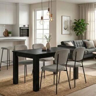 Σετ τραπεζαρία 5τμχ Darlen - Kevin Megapap χρώμα sencron black - λαδί 125x72x74εκ.